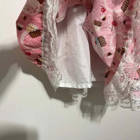 Handmade Womens Puff Sleeve Cupcake Dress S Pink Kawaii Coquette Harajuku Kitsch - Picture 5 of 6